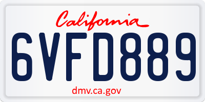 CA license plate 6VFD889