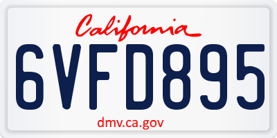CA license plate 6VFD895