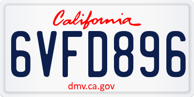 CA license plate 6VFD896