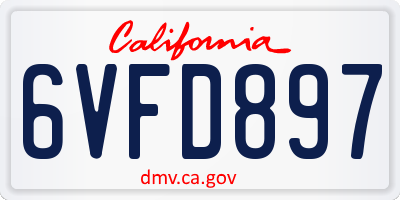 CA license plate 6VFD897
