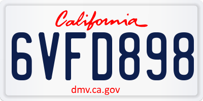 CA license plate 6VFD898