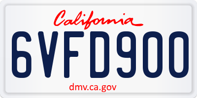 CA license plate 6VFD900