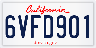 CA license plate 6VFD901