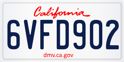 CA license plate 6VFD902