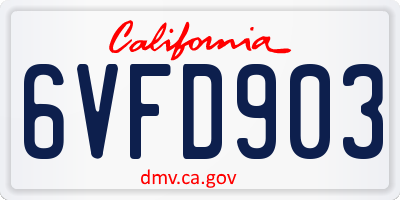 CA license plate 6VFD903