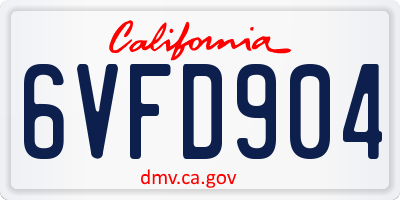 CA license plate 6VFD904