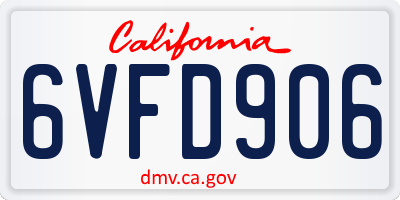 CA license plate 6VFD906