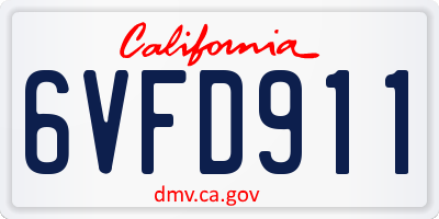 CA license plate 6VFD911