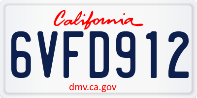 CA license plate 6VFD912