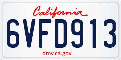 CA license plate 6VFD913