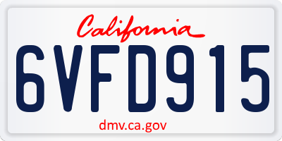CA license plate 6VFD915
