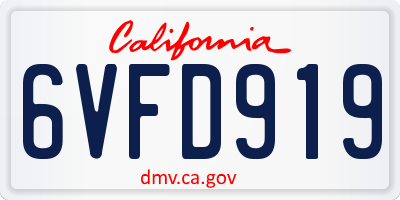 CA license plate 6VFD919