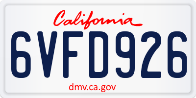 CA license plate 6VFD926