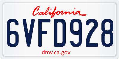 CA license plate 6VFD928