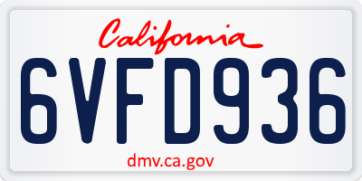CA license plate 6VFD936