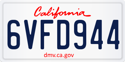 CA license plate 6VFD944