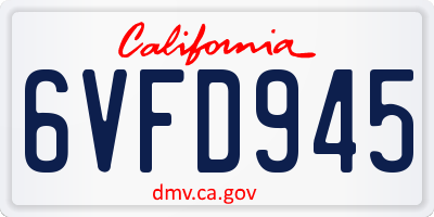 CA license plate 6VFD945