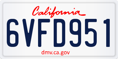 CA license plate 6VFD951