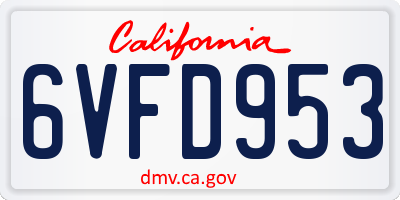 CA license plate 6VFD953