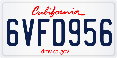CA license plate 6VFD956