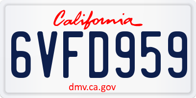 CA license plate 6VFD959