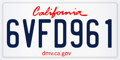 CA license plate 6VFD961