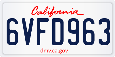 CA license plate 6VFD963