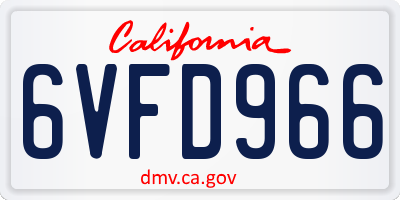 CA license plate 6VFD966