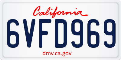 CA license plate 6VFD969