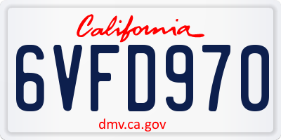 CA license plate 6VFD970