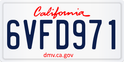 CA license plate 6VFD971