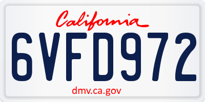 CA license plate 6VFD972