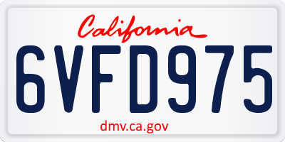 CA license plate 6VFD975