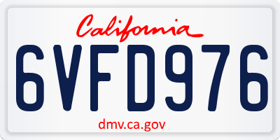 CA license plate 6VFD976