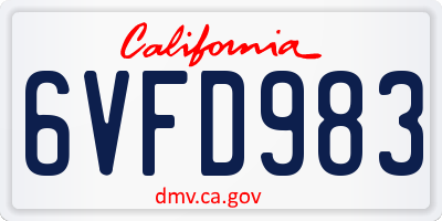 CA license plate 6VFD983