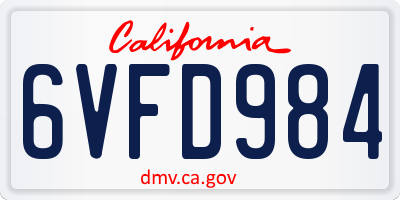 CA license plate 6VFD984