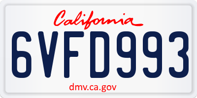 CA license plate 6VFD993