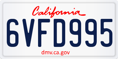 CA license plate 6VFD995