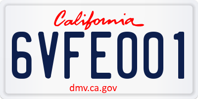 CA license plate 6VFE001