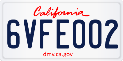 CA license plate 6VFE002