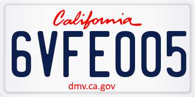 CA license plate 6VFE005