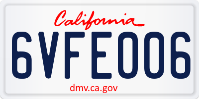 CA license plate 6VFE006