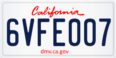 CA license plate 6VFE007