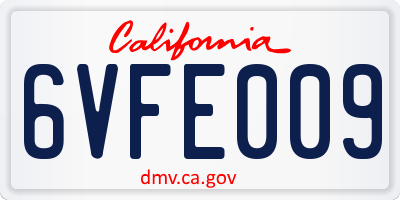 CA license plate 6VFE009