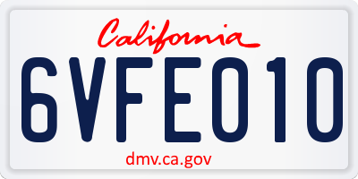 CA license plate 6VFE010