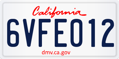 CA license plate 6VFE012