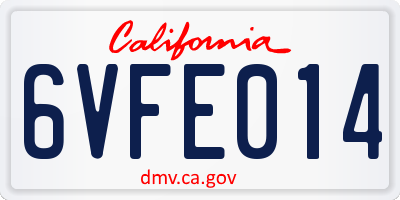 CA license plate 6VFE014