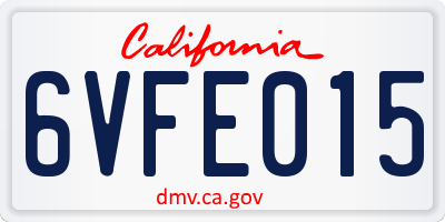 CA license plate 6VFE015