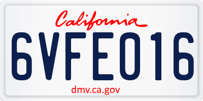 CA license plate 6VFE016