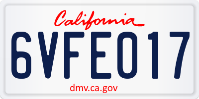 CA license plate 6VFE017